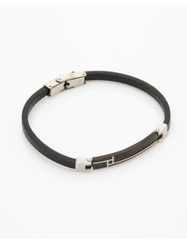 Stainless Steel-Leather Bracelet 